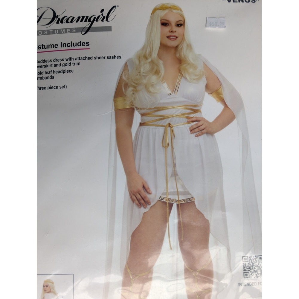 Dreamgirl Venus Goddess‎ Costume Plus Size 1X White Gold Halloween - Picture 3 of 6
